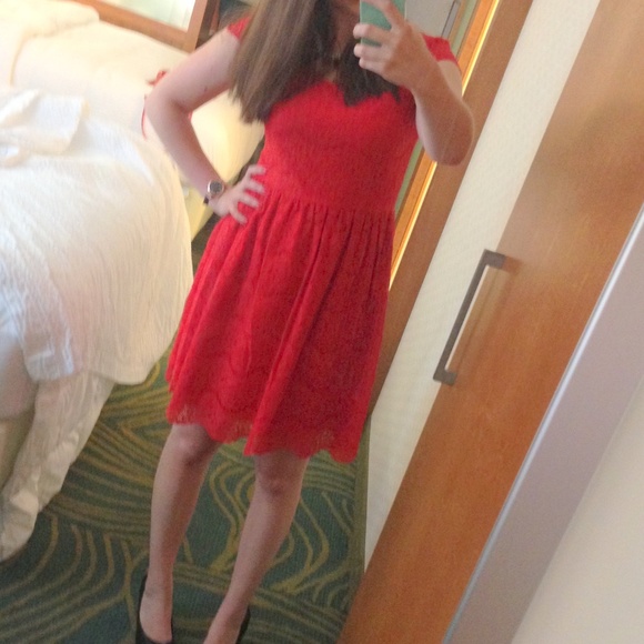 Kensie Red Lace Cap Sleeve Dress | Sz Small/4 - Picture 2 of 8